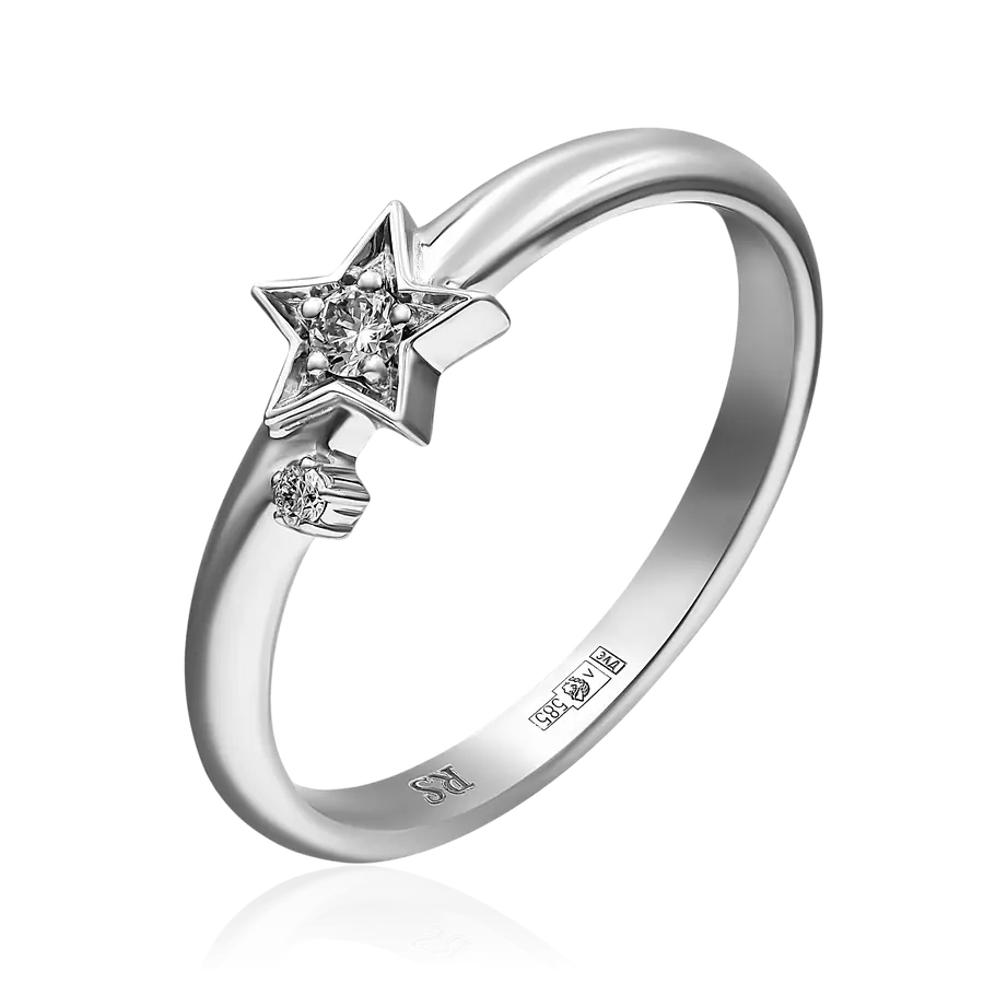 Кольцо с бриллиантами из белого золота 585 пробы, фото № 1