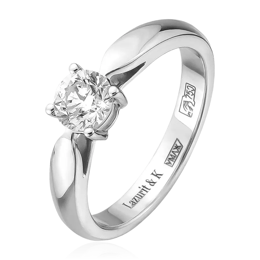 Кольцо с 1 бриллиантом из белого золота 750, фото № 1