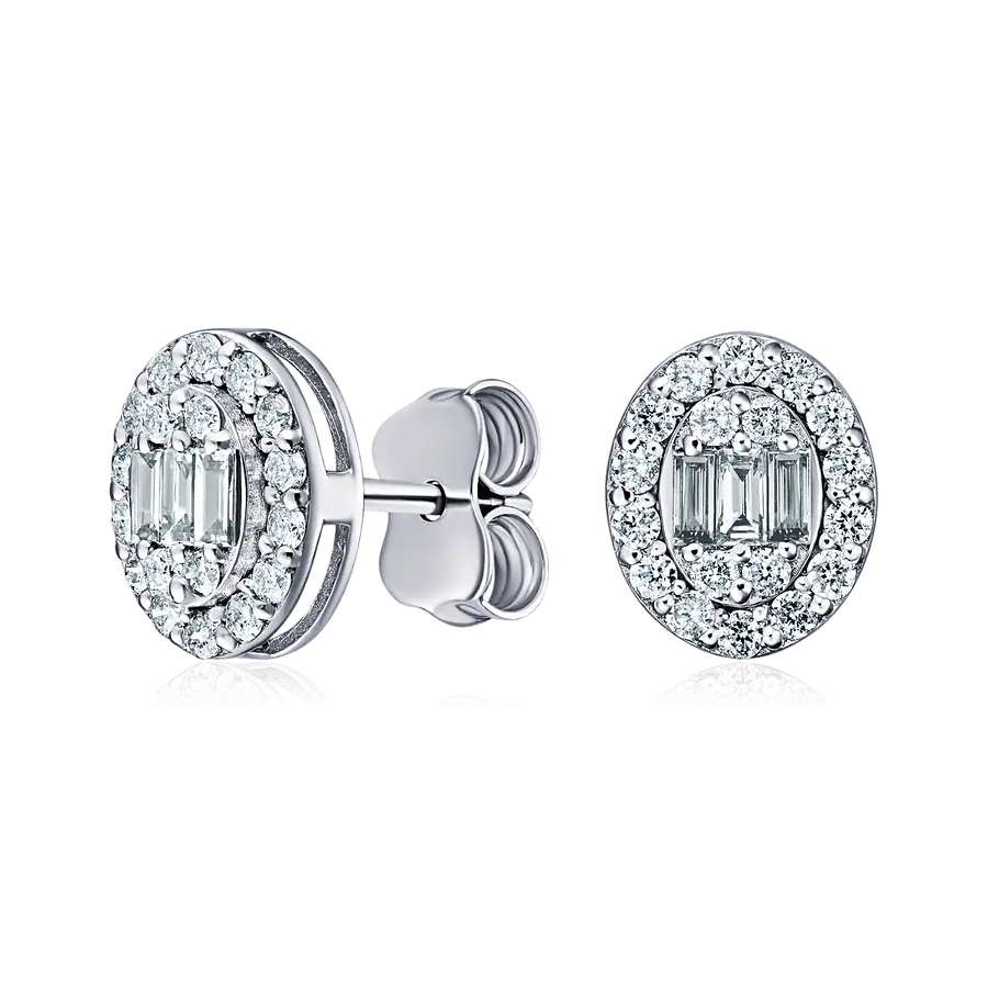 Серьги с бриллиантами из белого золота 750 пробы, фото № 1