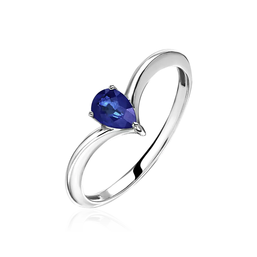 Кольцо с сапфиром из белого золота 585 пробы, фото № 1