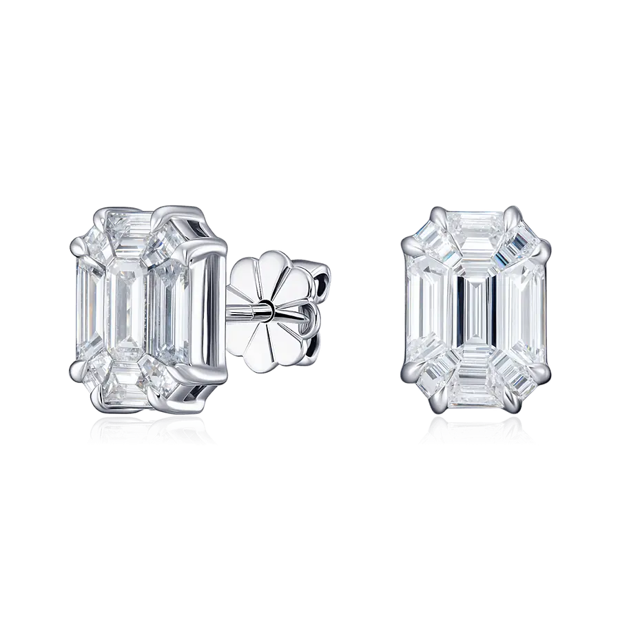 Серьги с бриллиантами из белого золота 750 пробы, фото № 1