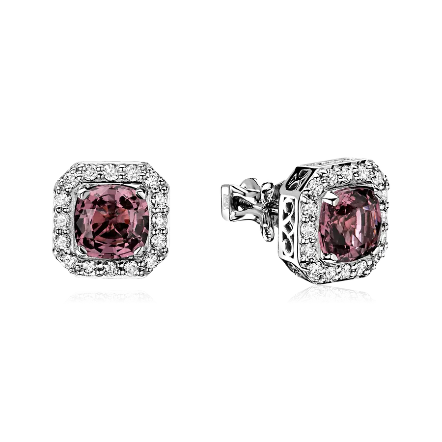 Серьги с бриллиантами, шпинелью из белого золота 585 пробы, фото № 1