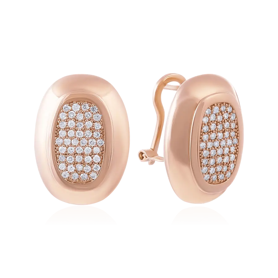 Серьги с бриллиантами из желтого золота 585 пробы, фото № 1