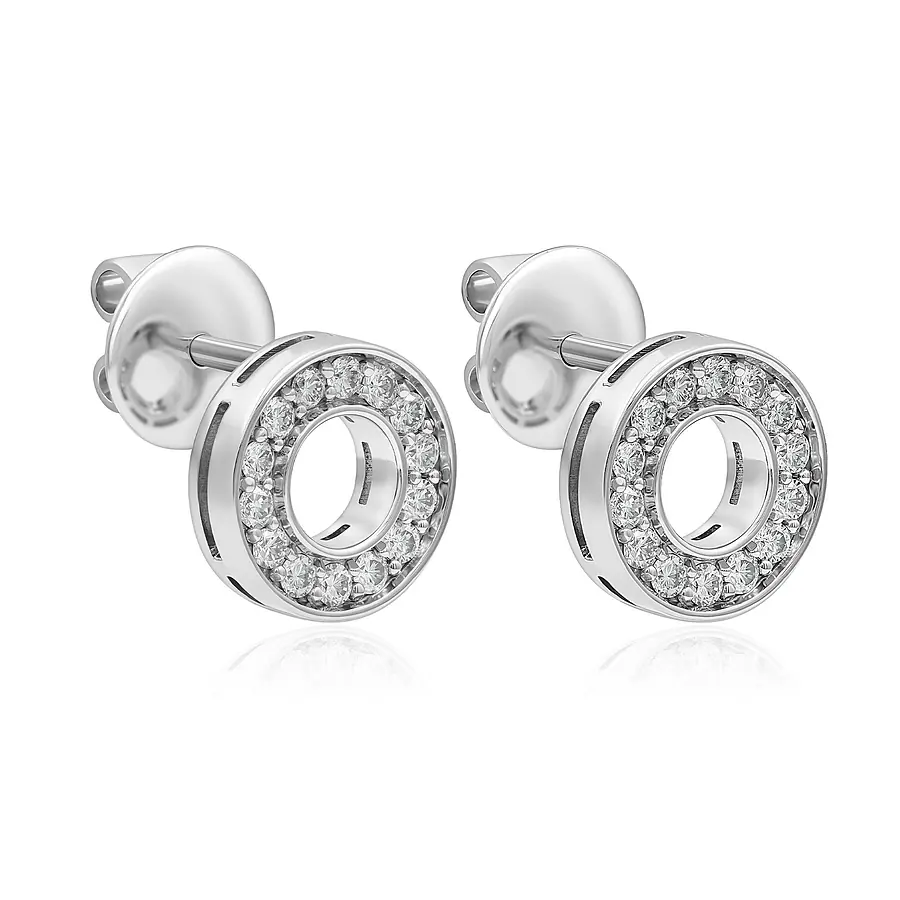 Серьги с бриллиантами из белого золота 585 пробы, фото № 2