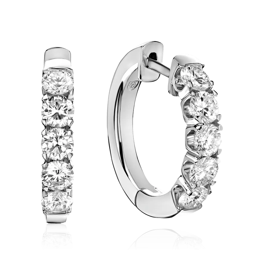 Серьги с бриллиантами из белого золота 585 пробы, фото № 1