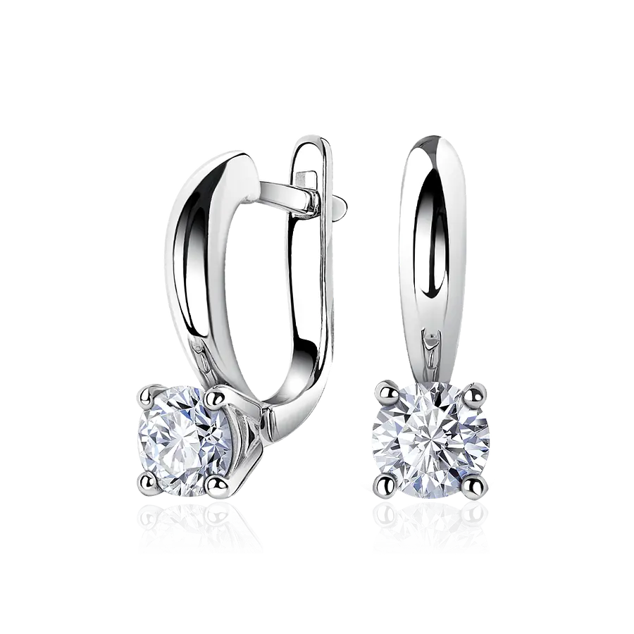 Серьги с бриллиантами из белого золота 585 пробы, фото № 1