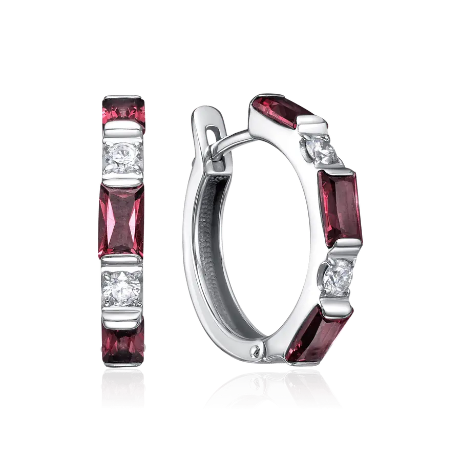 Серьги с топазом, бриллиантами из белого золота 585 пробы, фото № 1