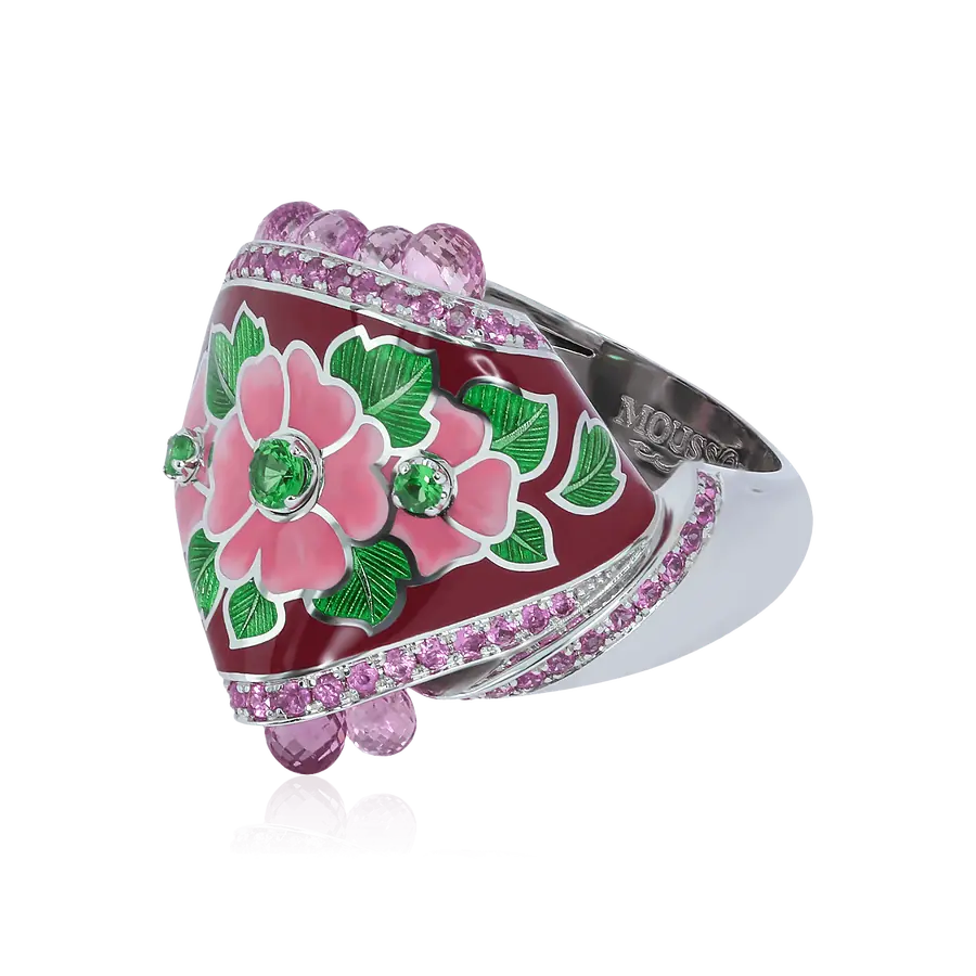 Кольцо с сапфиром из белого золота 750 пробы, фото № 2