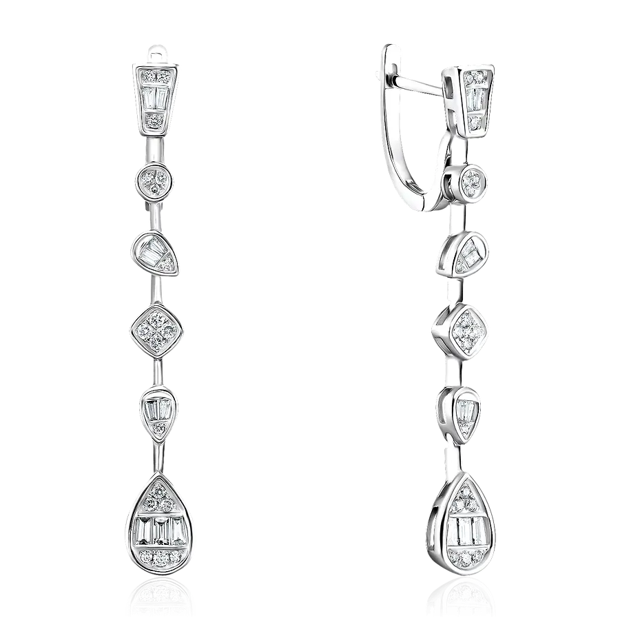 Серьги с бриллиантами из белого золота 585 пробы, фото № 1