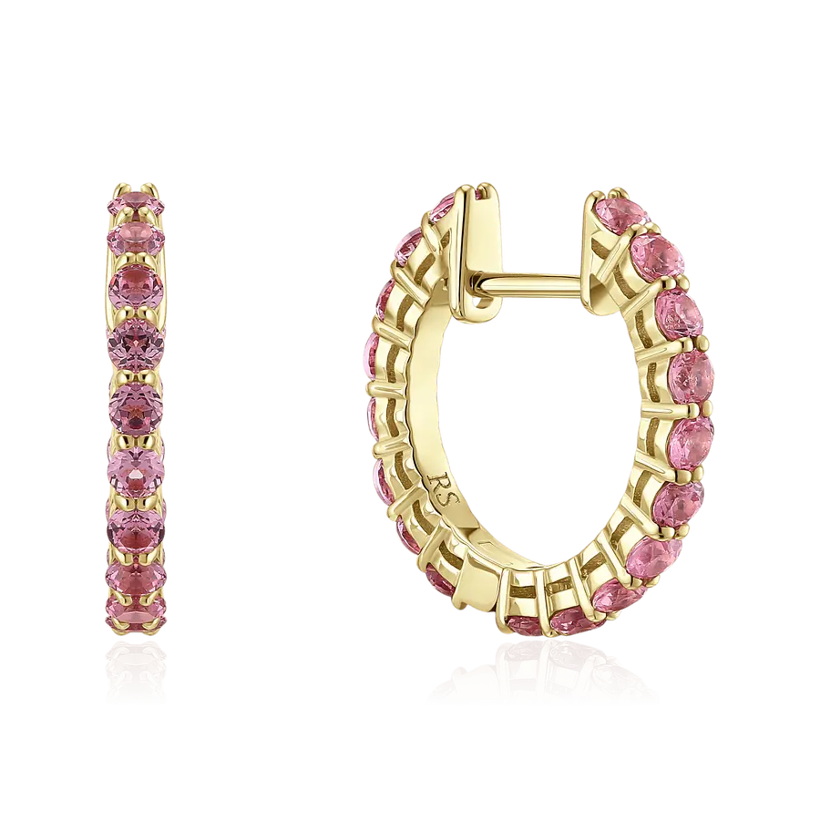 Серьги с шпинелью из желтого золота 585 пробы, фото № 1