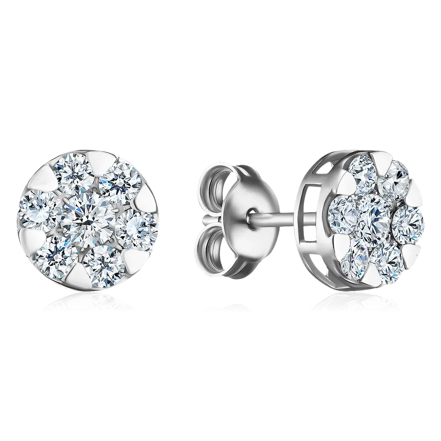 Серьги с бриллиантами из белого золота 750 пробы, фото № 1