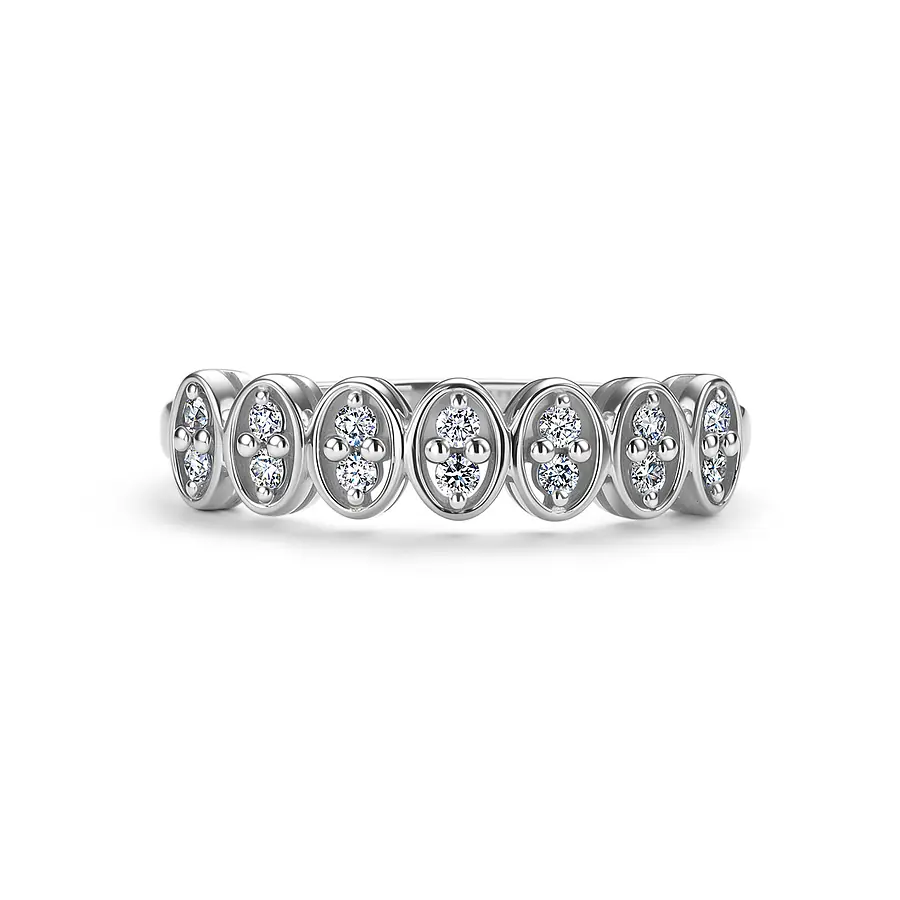Кольцо с бриллиантами из белого золота 585 пробы, фото № 2