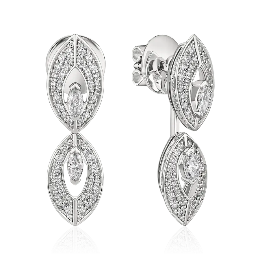 Серьги с бриллиантами из белого золота 750 пробы, фото № 1