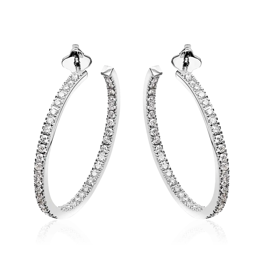 Серьги с бриллиантами из белого золота 585 пробы, фото № 1