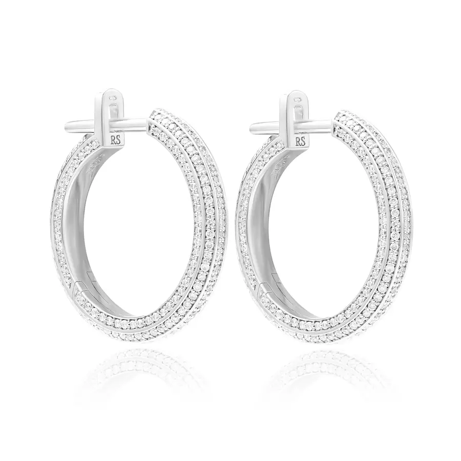 Серьги с бриллиантами из белого золота 585 пробы, фото № 2
