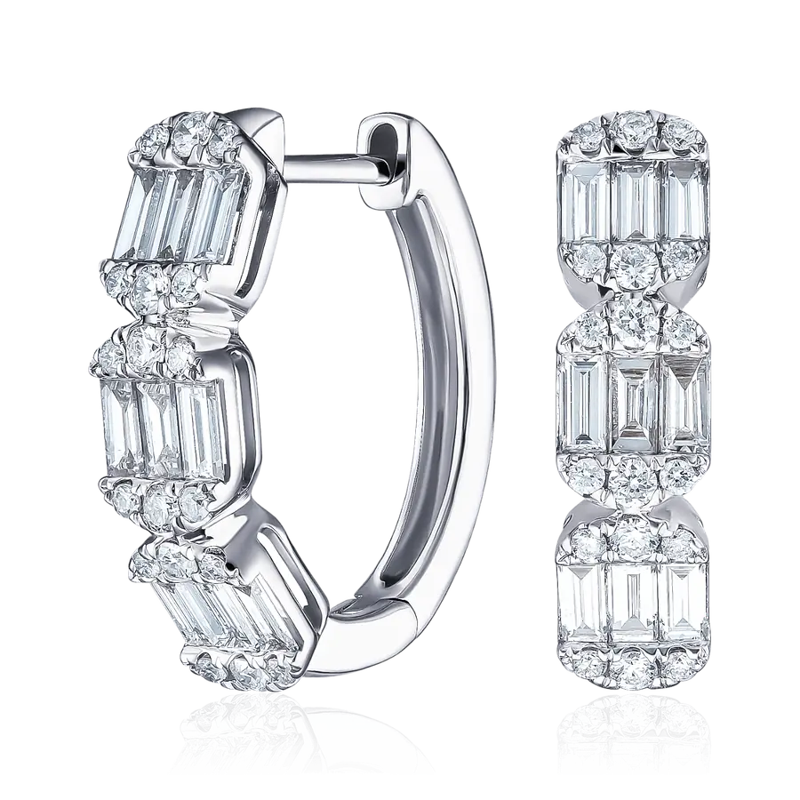 Серьги с бриллиантами из белого золота 750 пробы, фото № 1