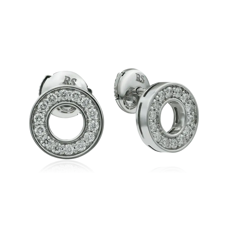 Серьги с бриллиантами из белого золота 750 пробы, фото № 1
