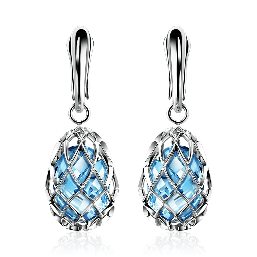 Серьги с топазом из белого золота 585 пробы, фото № 1