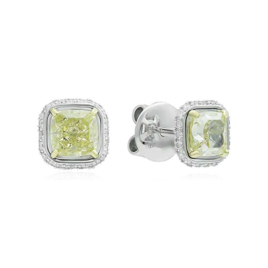 Серьги с бриллиантами из белого золота 750 пробы, фото № 1