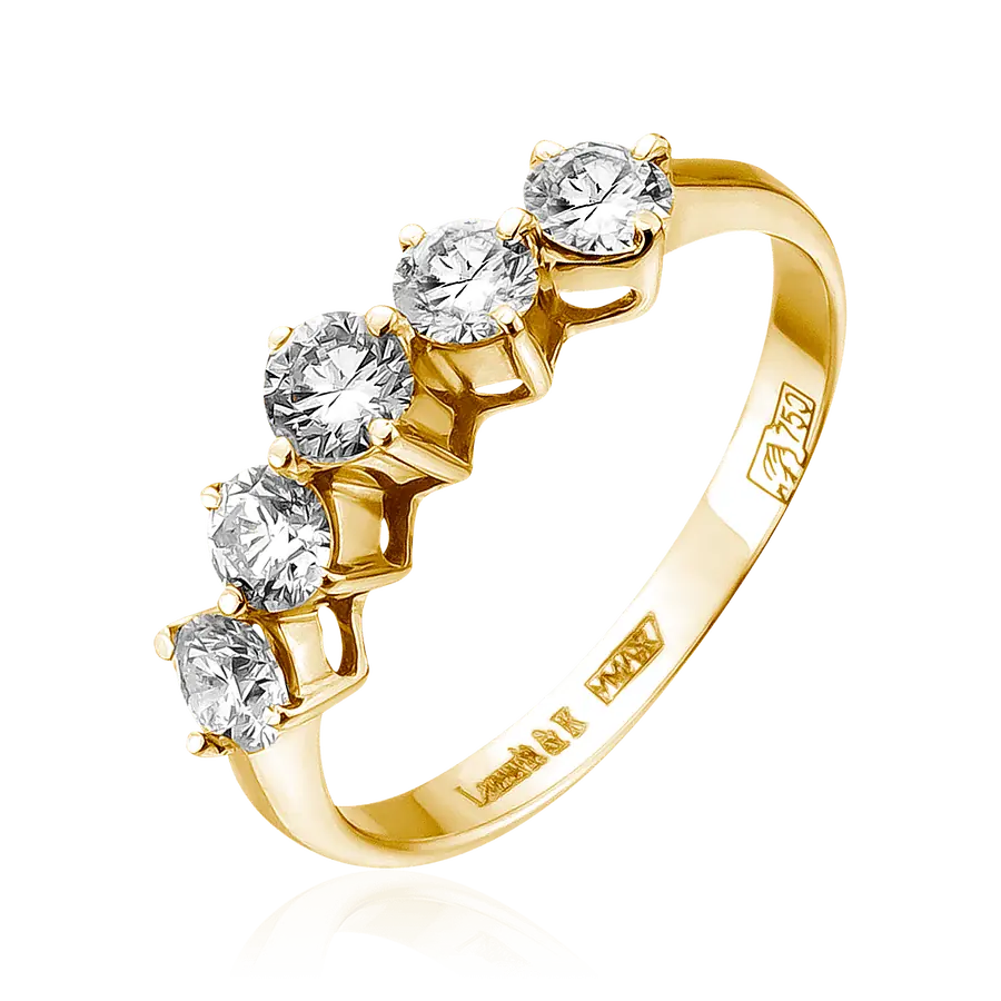 Кольцо с бриллиантами из желтого золота 585, фото № 1