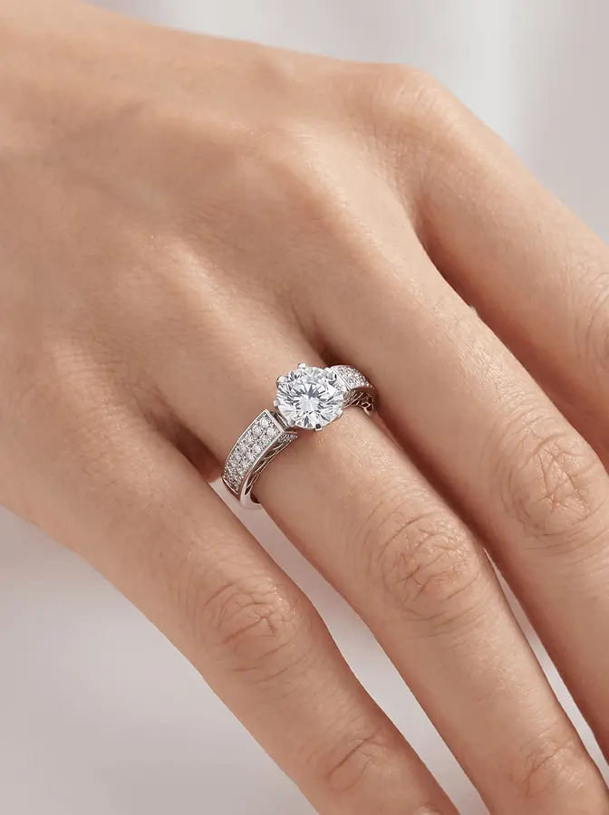 Кольцо с бриллиантом 1.56ct из белого золота 585 пробы, фото № 2
