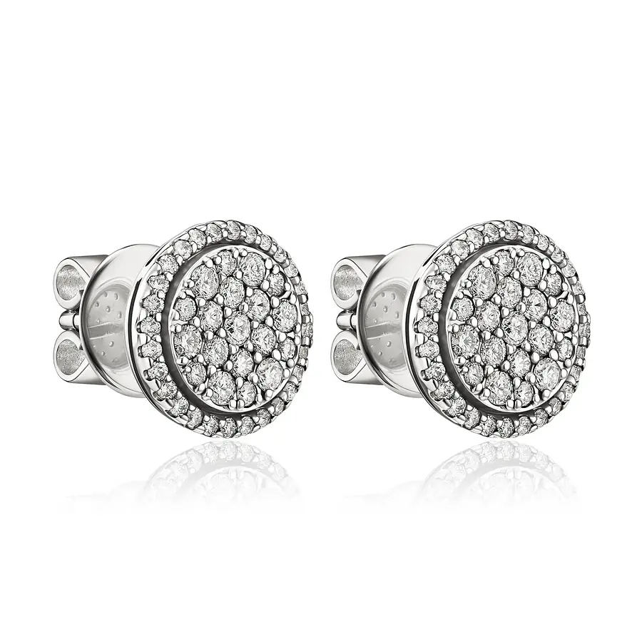Серьги с бриллиантами из белого золота 585 пробы, фото № 2