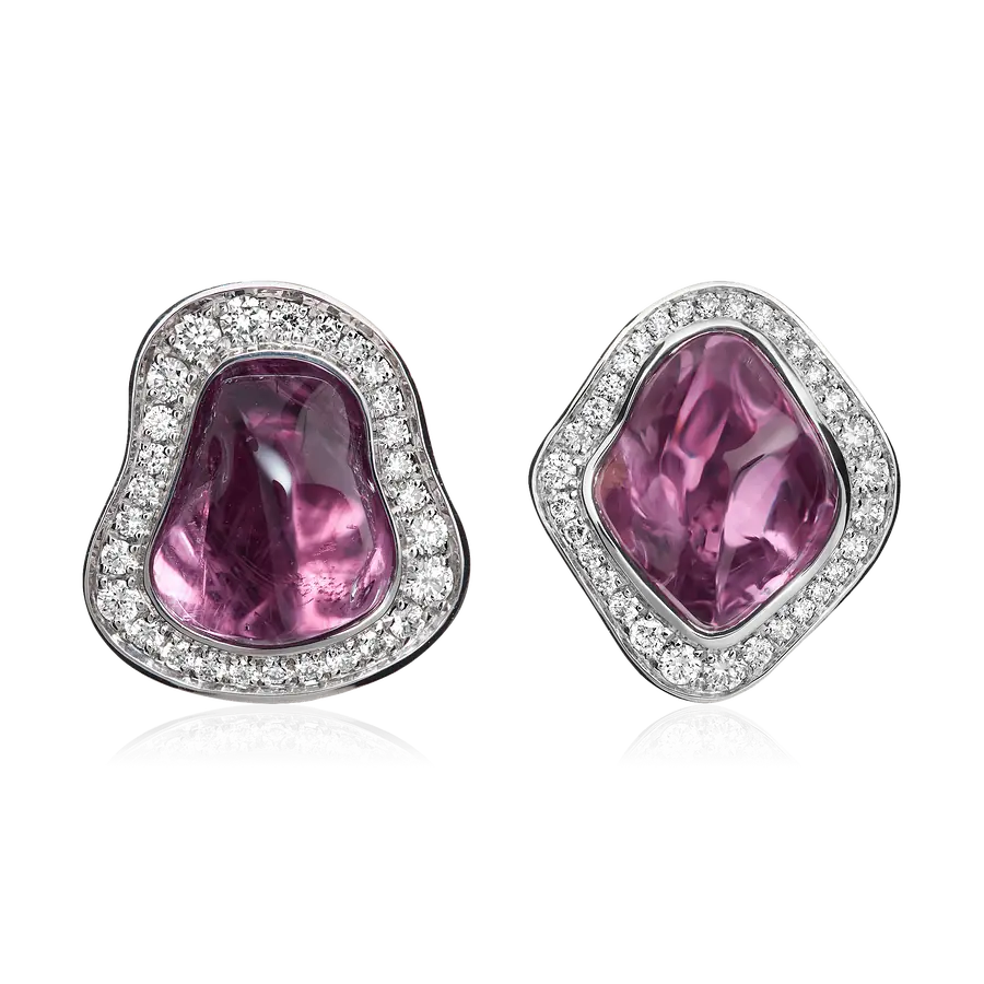 Серьги с шпинелью, бриллиантами из белого золота 750 пробы, фото № 1