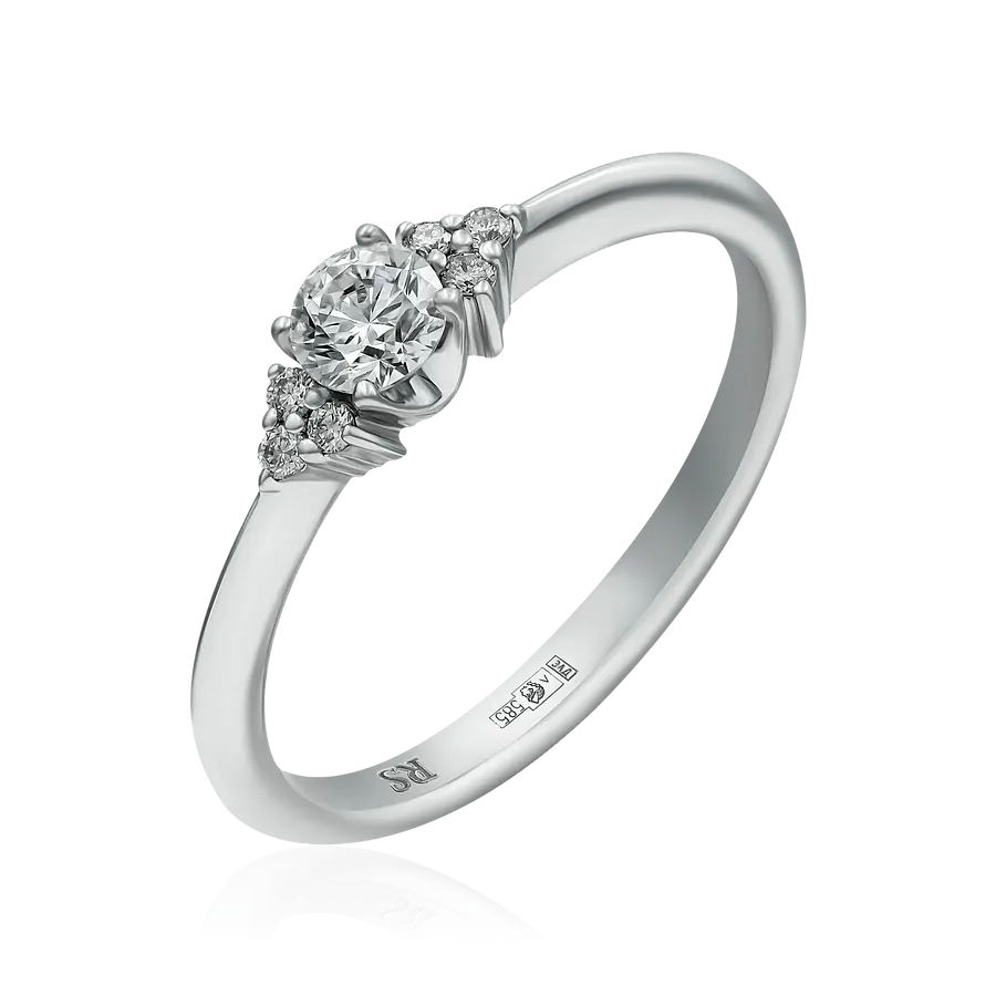 Кольцо с бриллиантами из белого золота 585 пробы, фото № 1