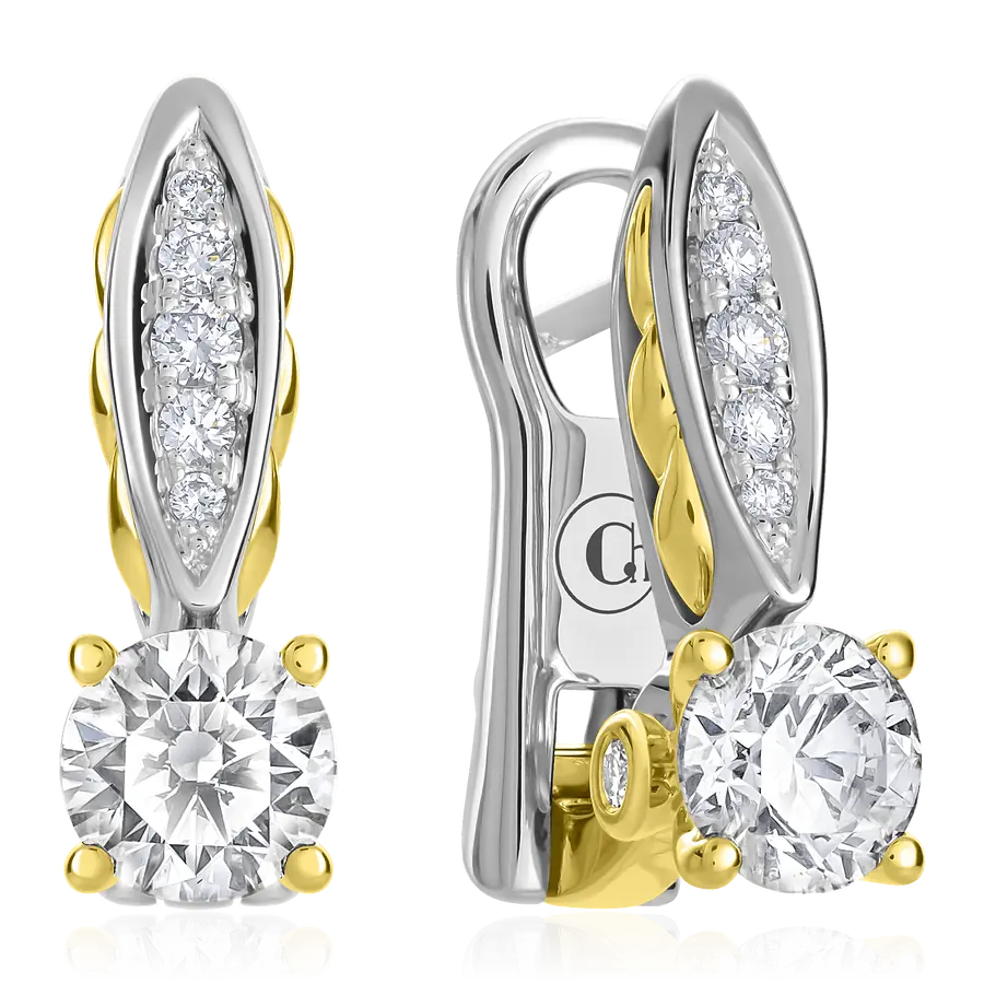 Серьги с бриллиантами из белого золота 585 пробы, фото № 1