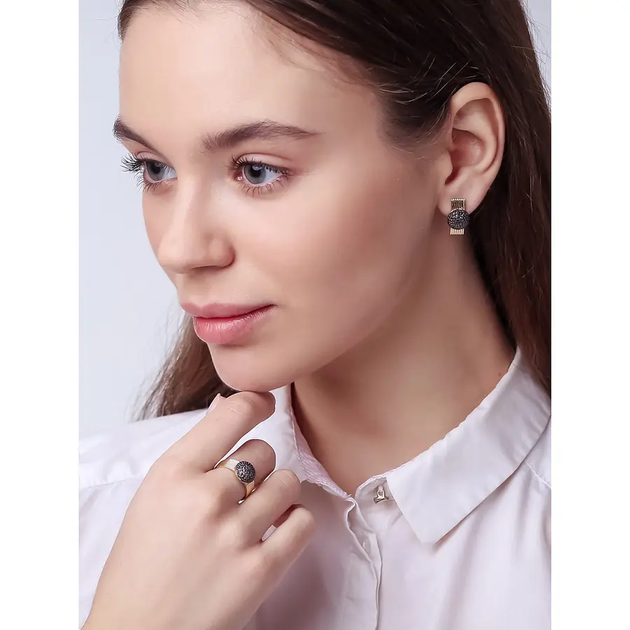 Серьги с бриллиантами из красного золота 585 пробы, фото № 2