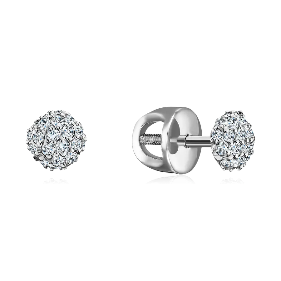 Серьги с бриллиантами из белого золота 585 пробы, фото № 1