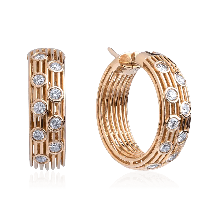 Серьги с бриллиантами из желтого золота 750 пробы, фото № 1