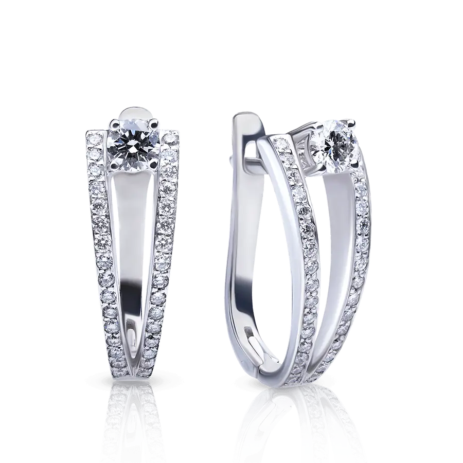 Серьги с бриллиантами из белого золота 585 пробы, фото № 1