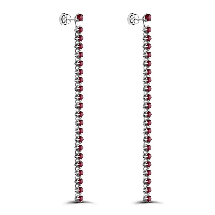 Серьги с рубином из белого золота 585 пробы, фото № 2